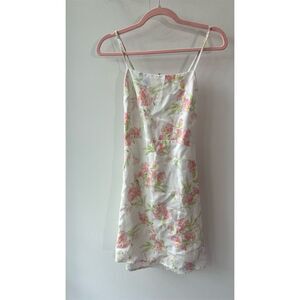 Sophie Rue Women's Pink Floral Scrunchy Open Back Mini Dress Size S